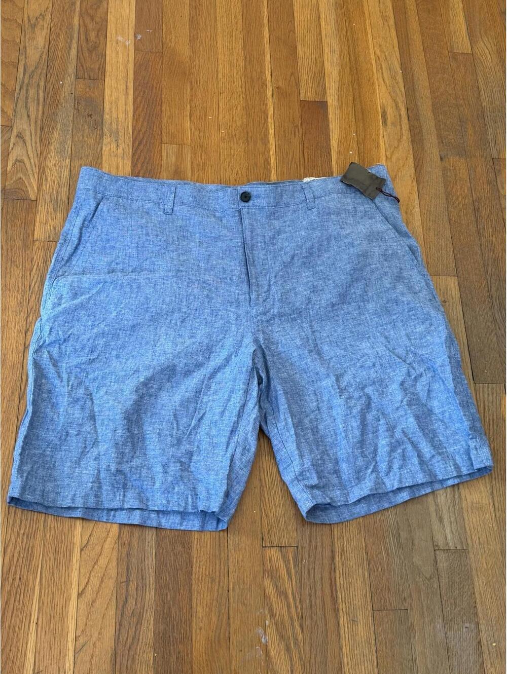Tasso Elba Island Men’s Blue Linen Cotton Shorts Size 42 Casual Summer